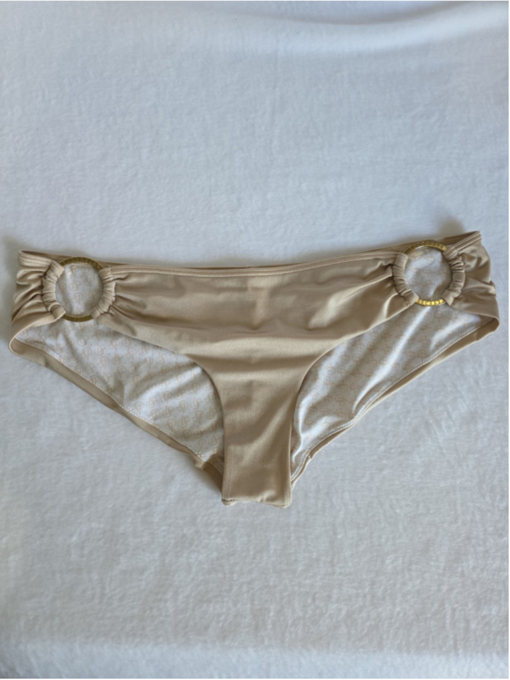 Victoria’s Secret Women’s Gold Bikini Bottom Gold Ring Accents Lg